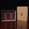 brown leather can caddies with personalized initial stamp plus gift box