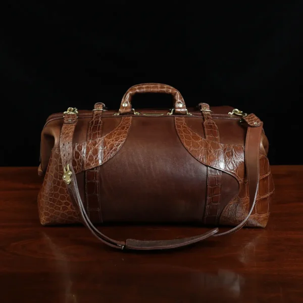 No. 5 Leather Travel Grip Bag with American Alligator Trim