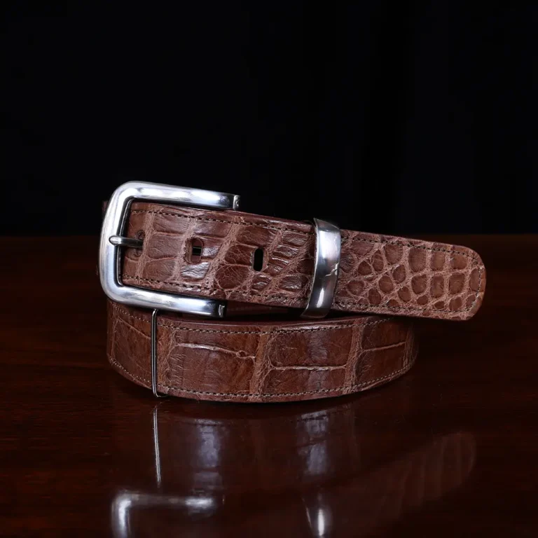 No. 4 Belt in American Alligator showing the front coiled view - 002