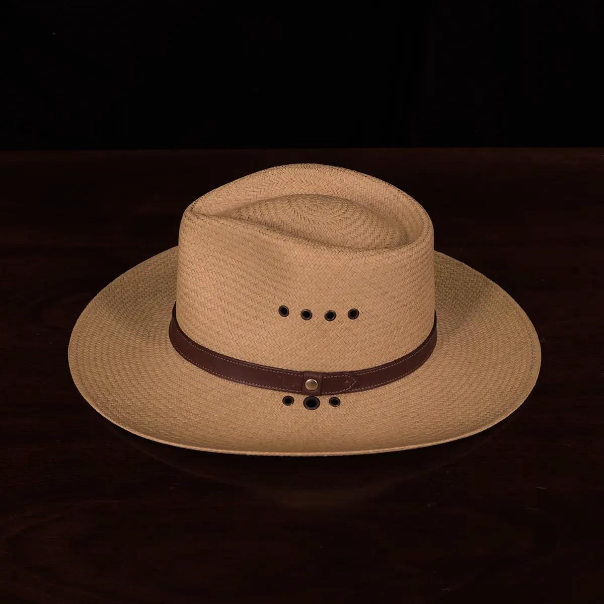 No. 2 Lynnville Panama Hat in the color Khaki showing the side