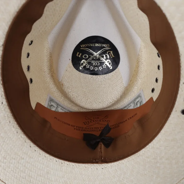 No. 2 Lynnville Panama Hat in the color natural showing the secret stash compartment underneath