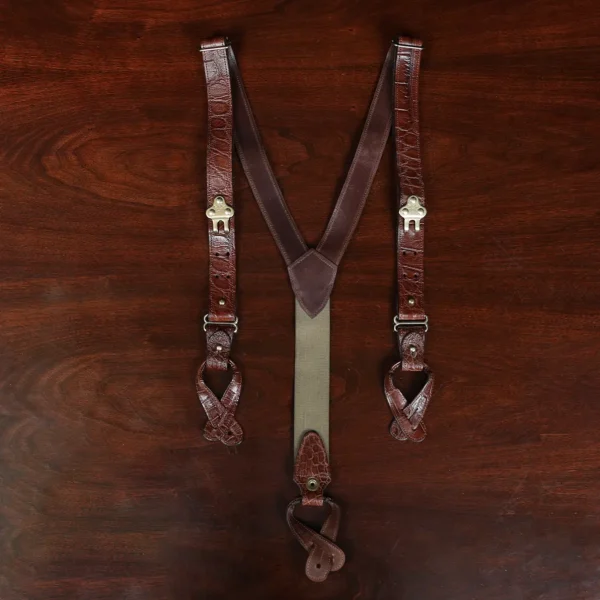 No. 3 American Alligator Interchangeable Button/Snap Hook Suspenders – 001
