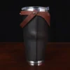 no 30 leather tumbler sleeve in tobacco brown - side view