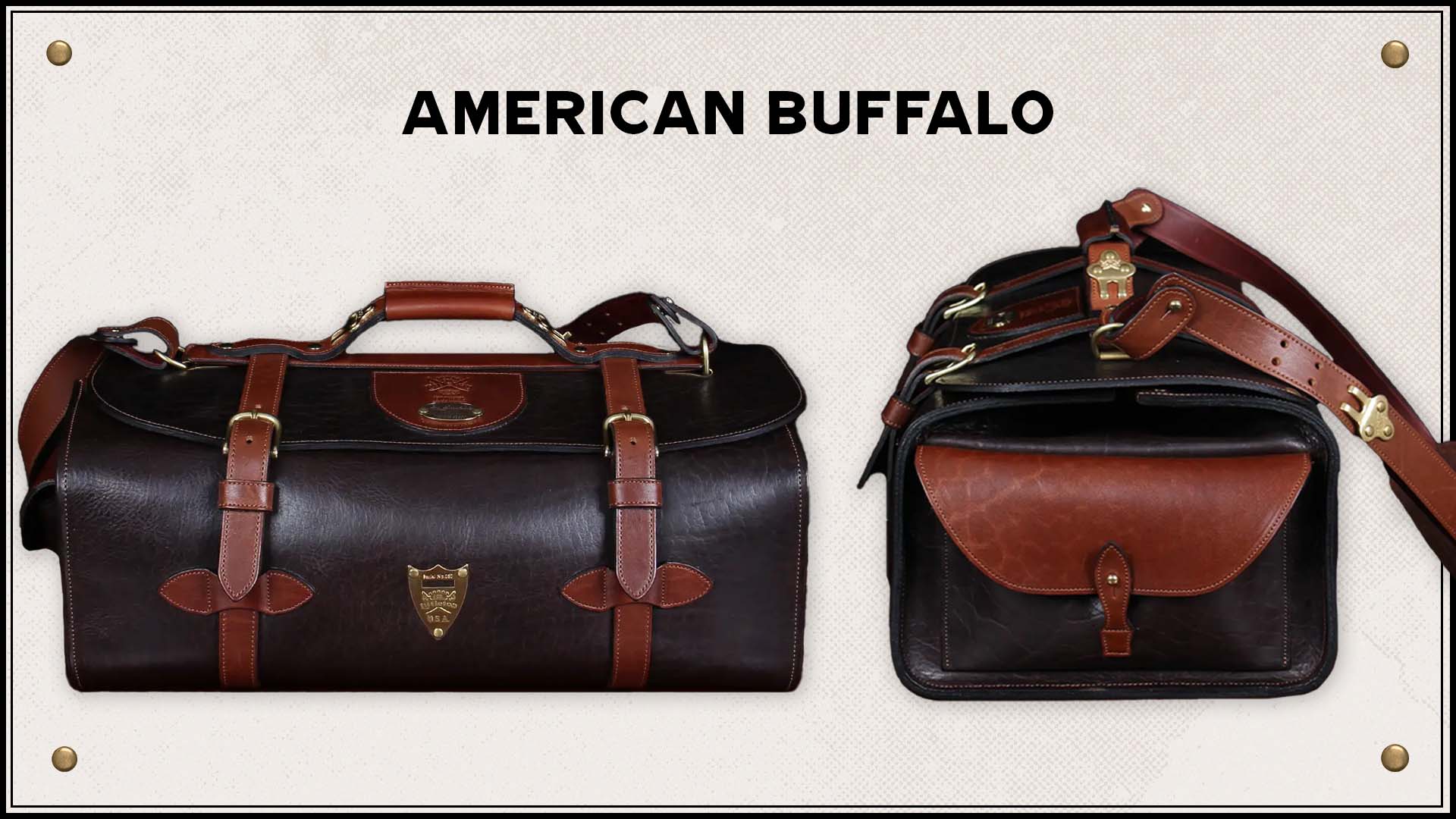 No. 2 Duffel Bag front and side view in American Buffalo
