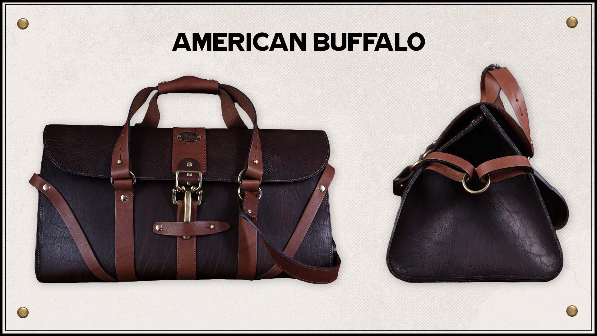No. 1 Grip Bag front and side view in American Buffalo leather