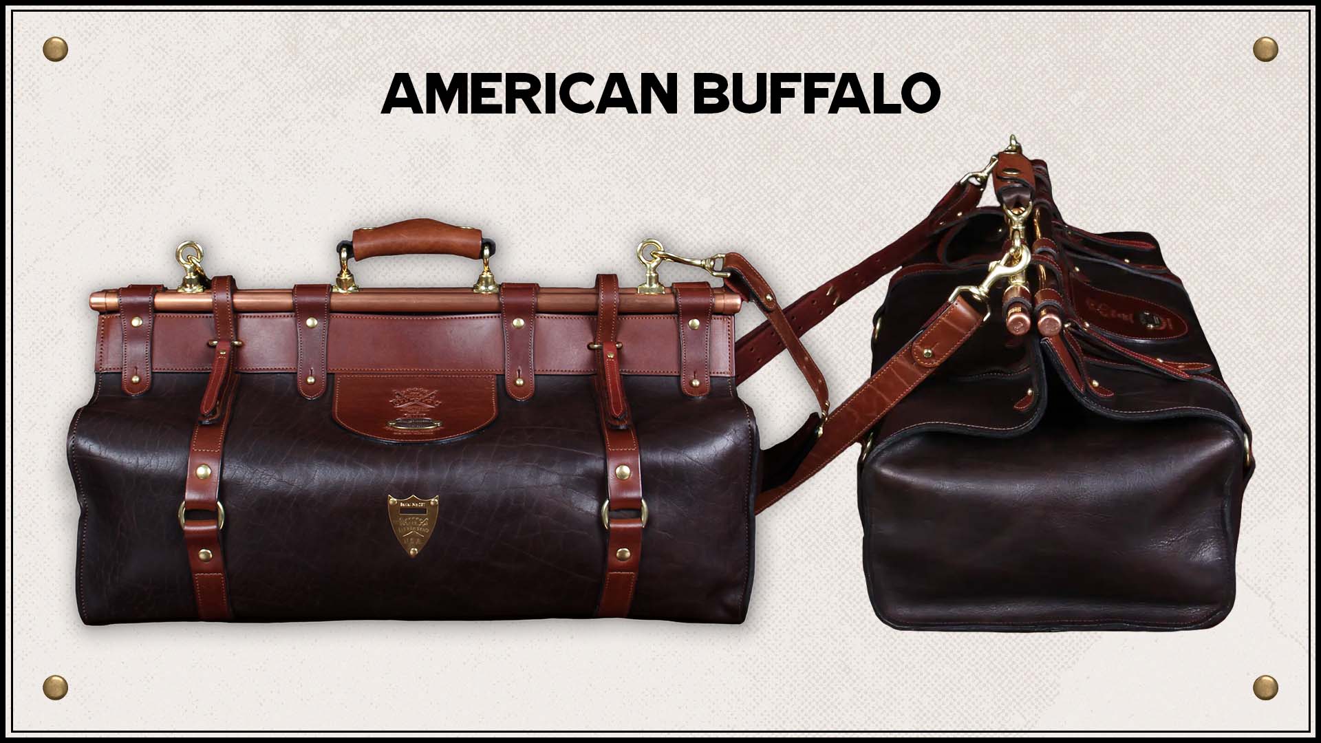 No. 3 Grip Bag front and side view in American Buffalo
