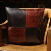 leather pillow with american alligator and buffalo