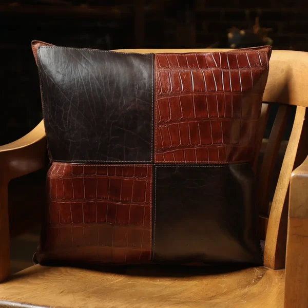 Leather Pillow – American Alligator/American Buffalo
