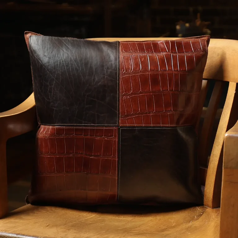 leather pillow with american alligator and buffalo