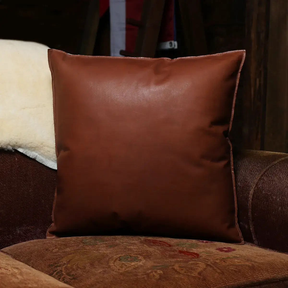 FullGrain Leather Pillow American Made Col. Littleton