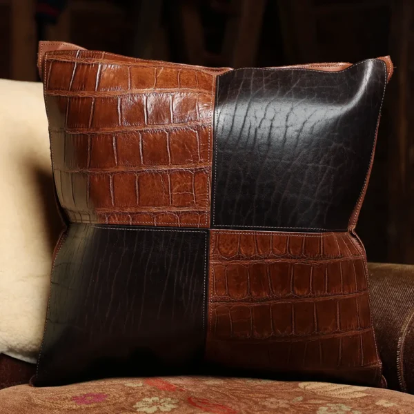 Leather Pillow – American Alligator/American Buffalo
