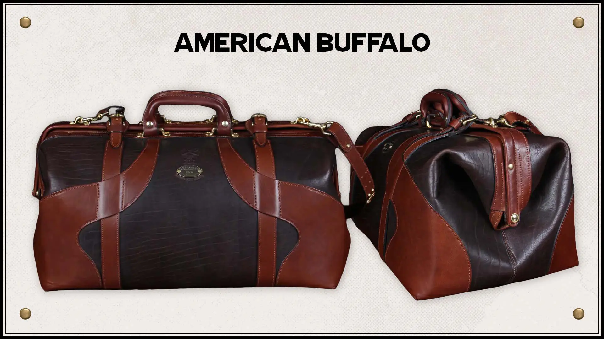 American Buffalo bags showing the front and side details