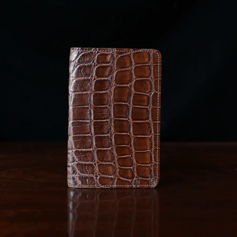 No. 27 Pocket Journal in Vintage Brown American Alligator - ID 003 - front view