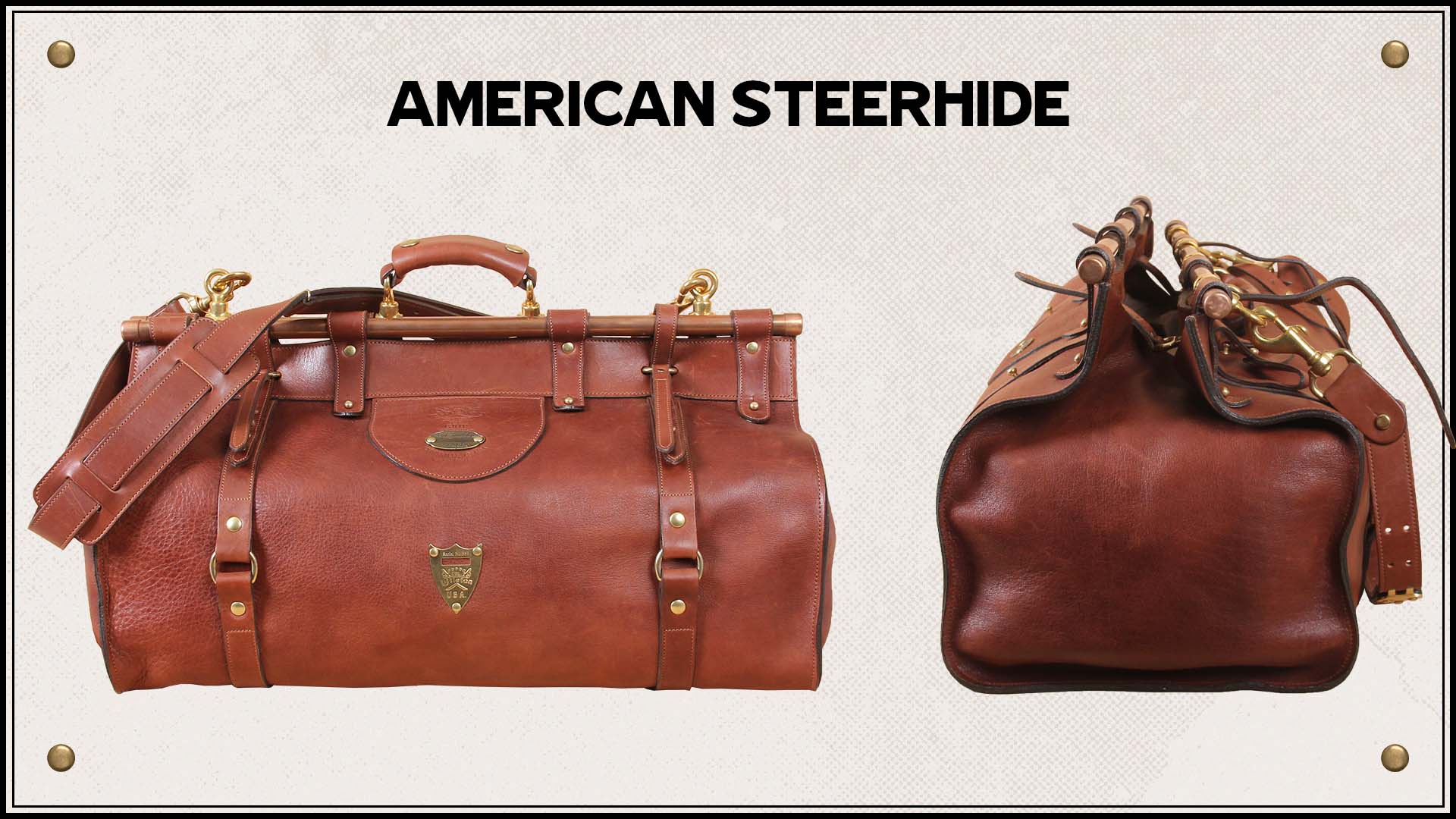 No. 3 Grip Bag front and side view in American Steerhide
