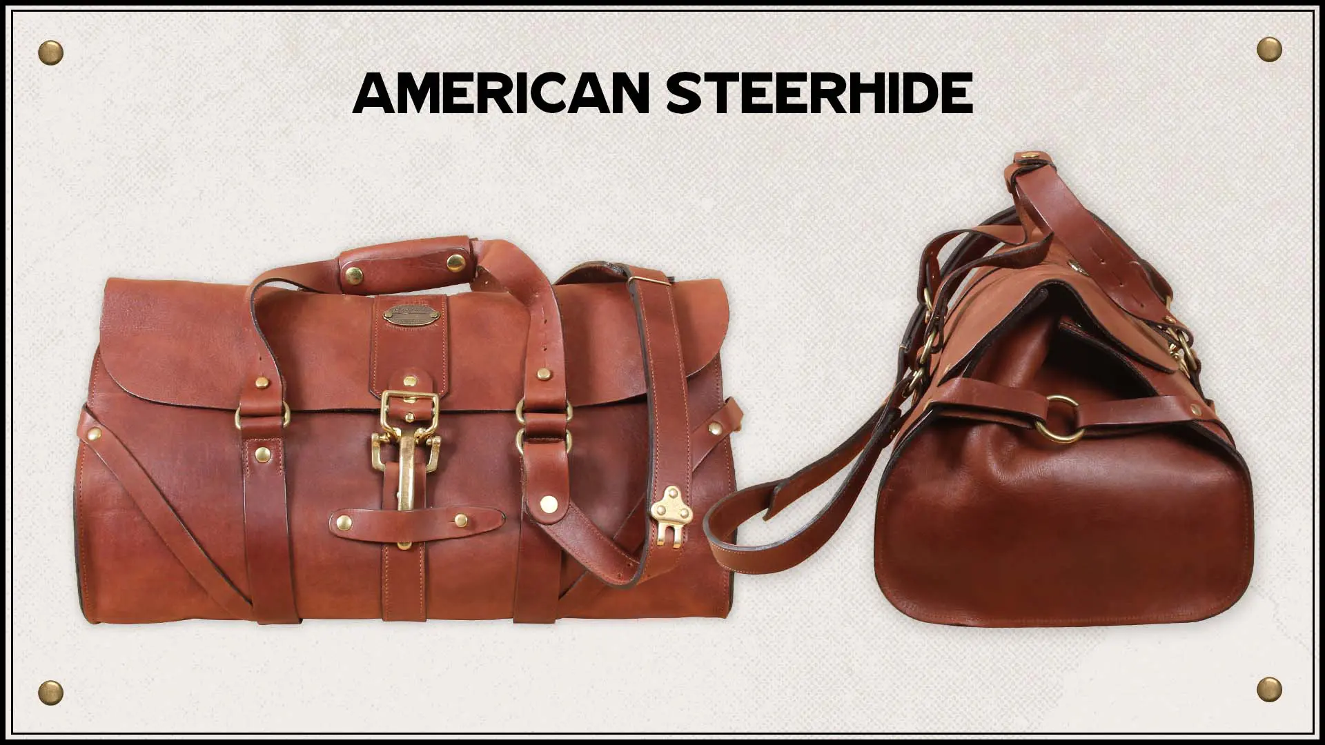 No. 1 Grip Bag front and side view in American Steerhide leather