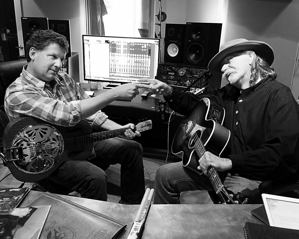 Colonel and Steve Ivey in recording studio