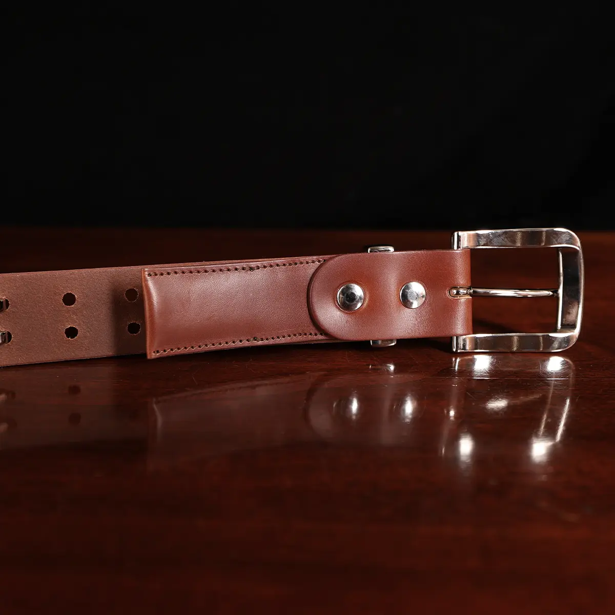 back side of the no. 4 leather belt with the money pouch showing