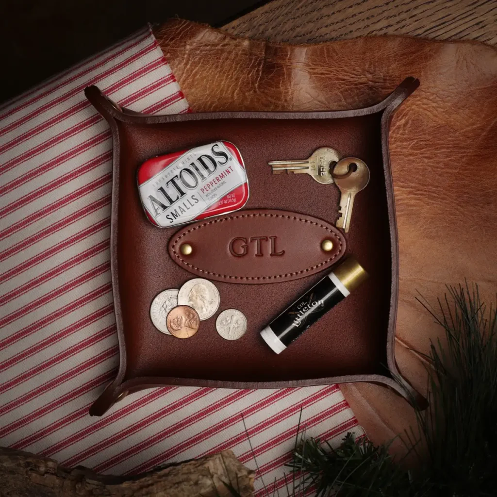 No. 3 Dresser Caddy with mints, chapstick, keys and coins in it