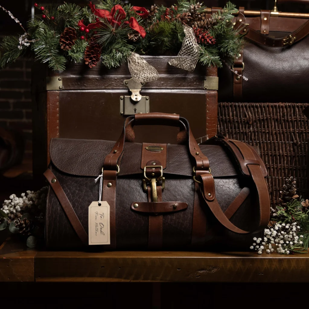 No. 1 Grip Bag in American Buffalo in Christmas themed setting