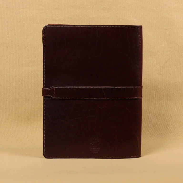 leather portfolio with unique leather pattern