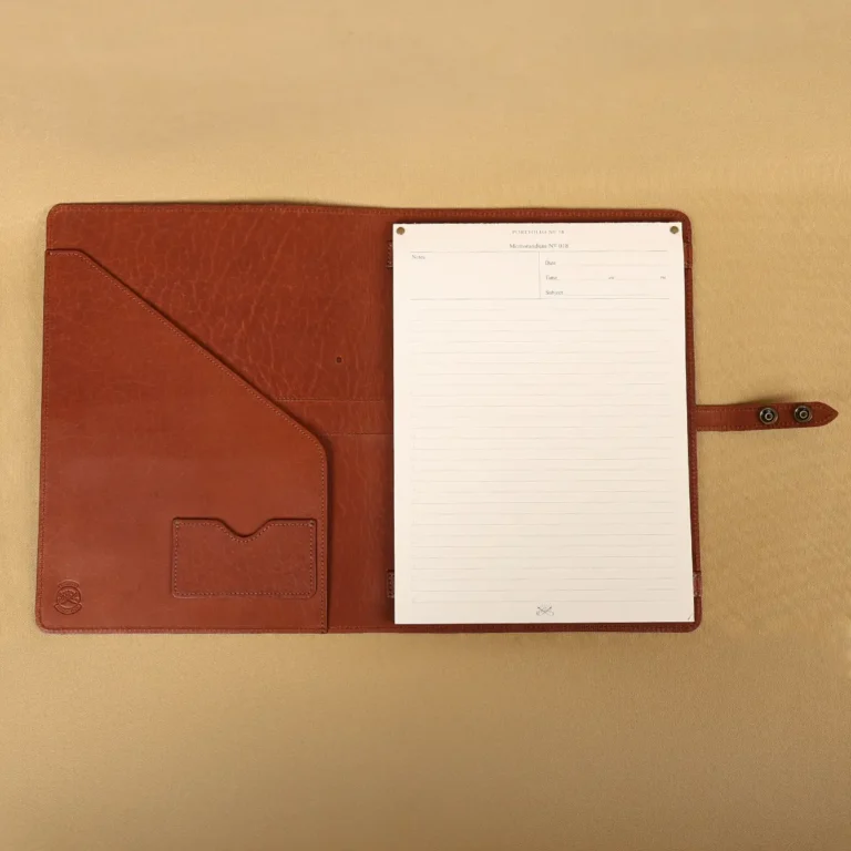leather portfolio with unique leather pattern