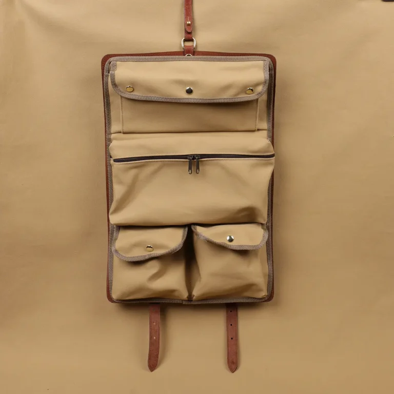 No. 2 Shave Dopp Kit with No. 8 Khaki Cotton Canvas Lining - open view - Colonels private stock