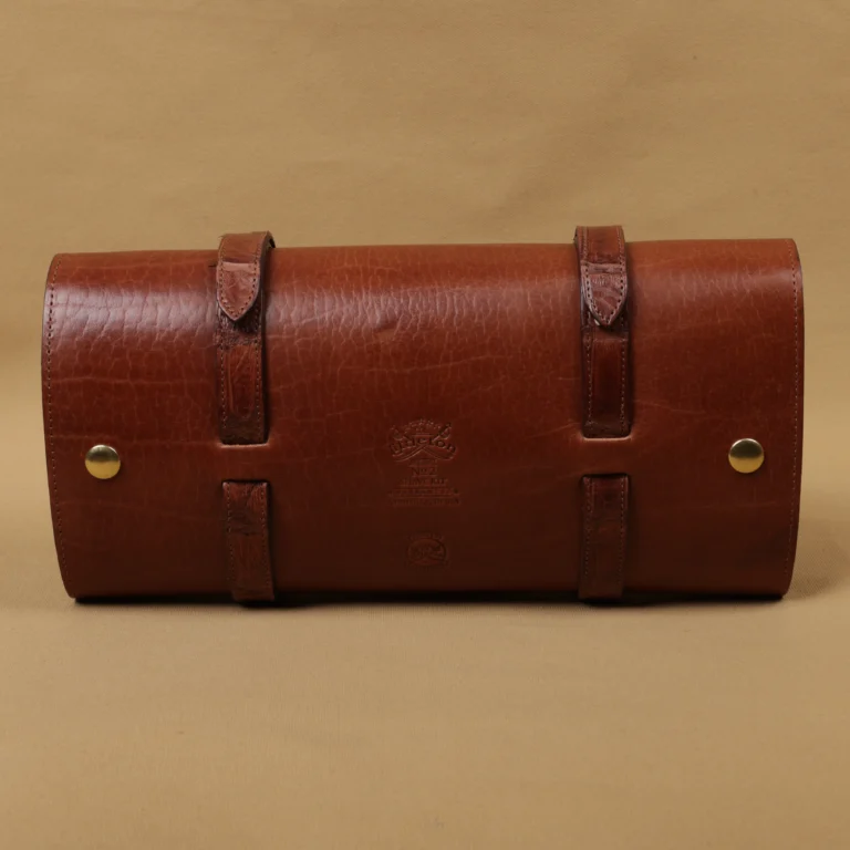 colonel's private stock shave kit with alligator trim showing the back side