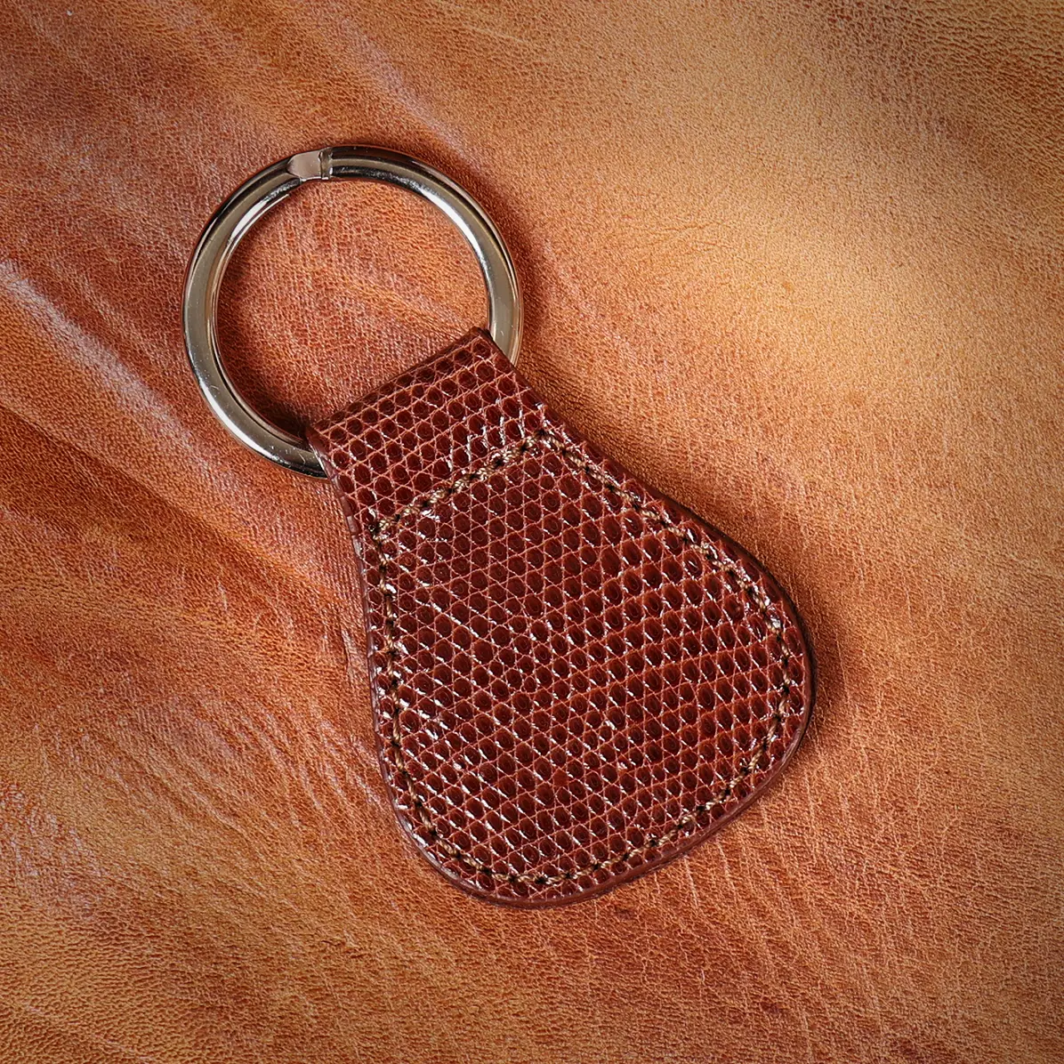 View larger image of front side of a brown lizard key ring