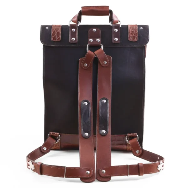 No. 9 Rover Backpack – American Buffalo with Alligator Trim Leather Laptop Backpack