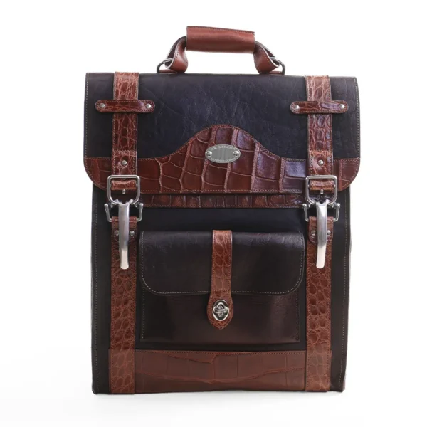 No. 9 Rover Backpack – American Buffalo with Alligator Trim Leather Laptop Backpack