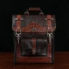 no 9 rover backpack in tobacco buffalo with American Alligator trim - id 003 - front view