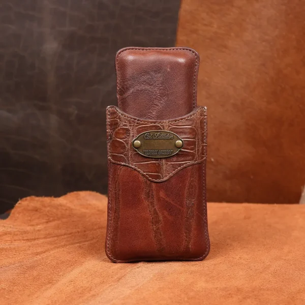 Branded Leather Cigar Case – American Steerhide & American Alligator – 002