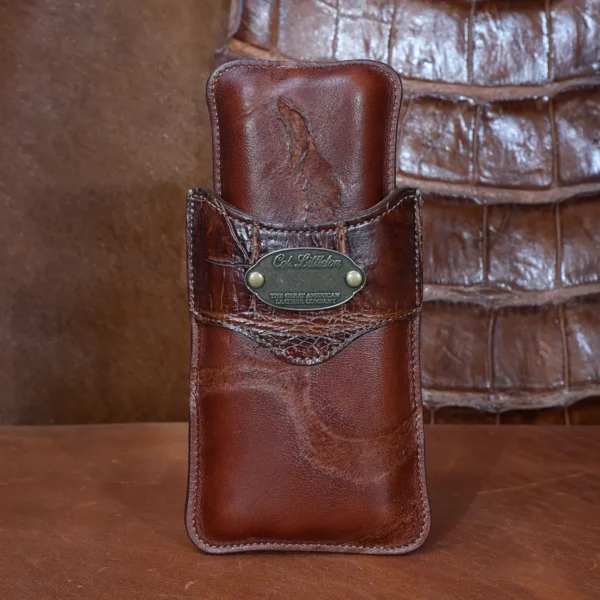 Branded Leather Cigar Case – American Steerhide & American Alligator