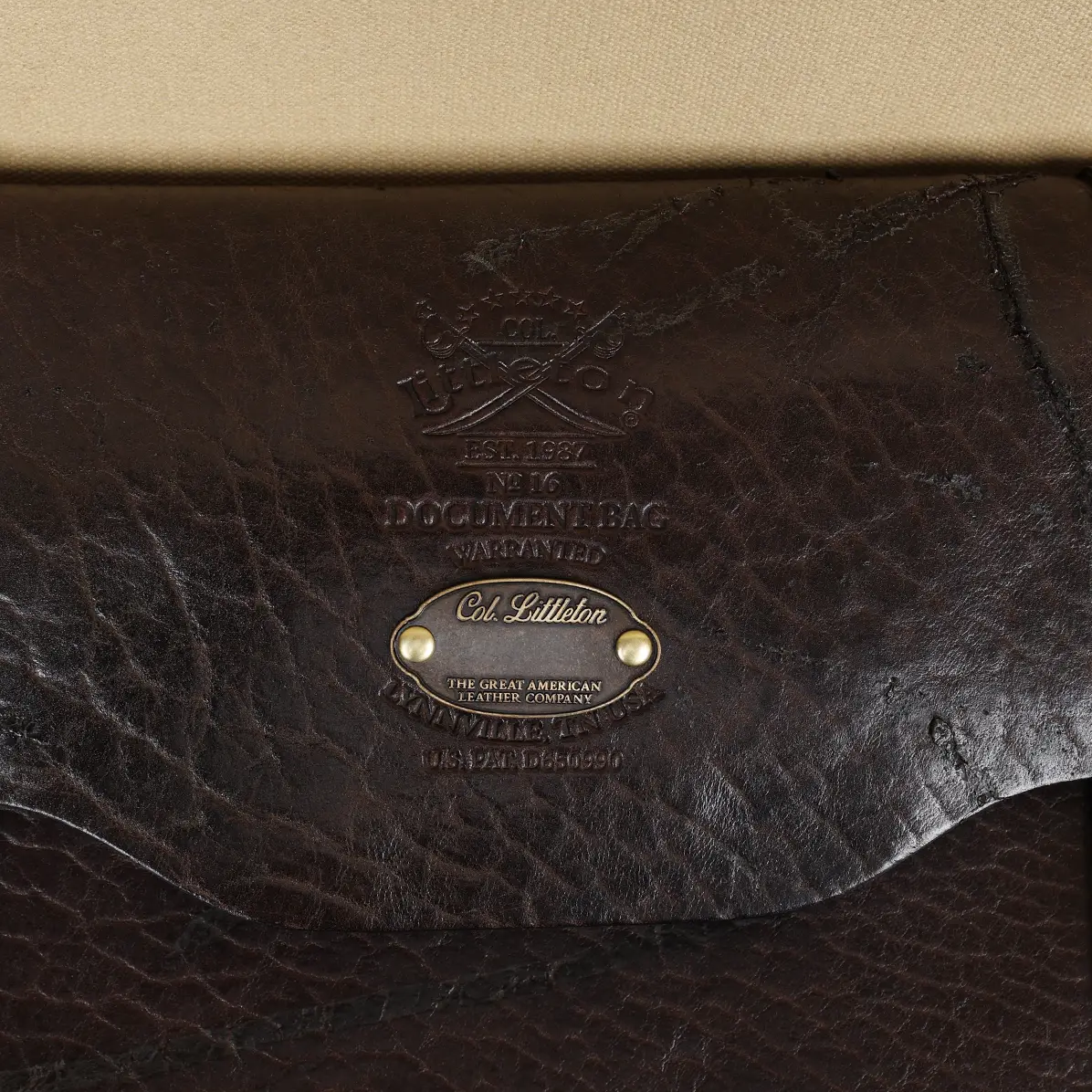 View larger image of back of the tobacco brown and american alligator document bag