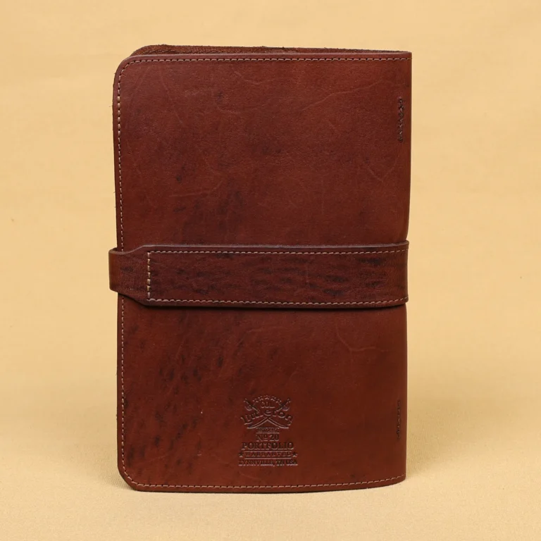back view of colonel littletons private stock journal with a rugged leather