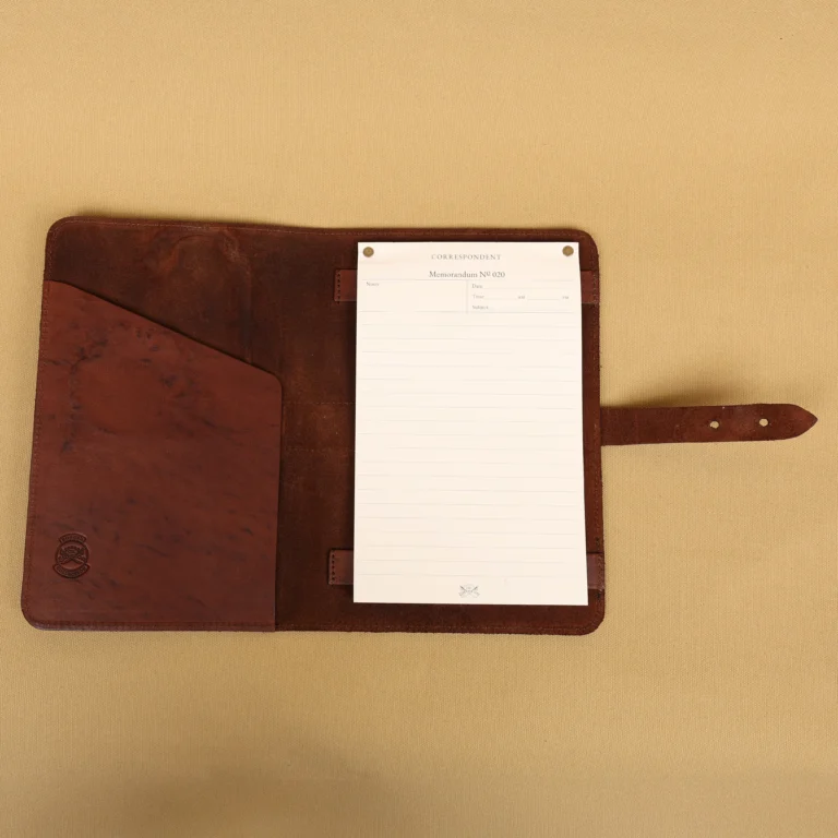 open view of colonel littletons private stock journal with a rugged leather