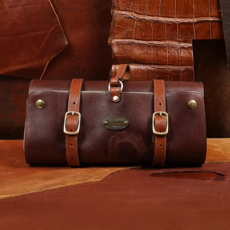 colonel's private stock leather shave kit with a brand
