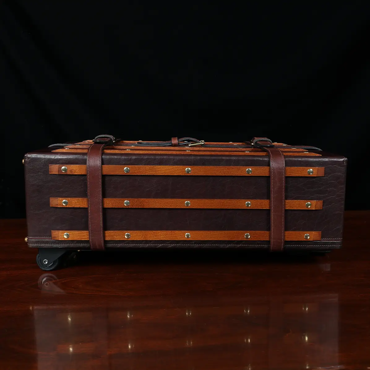 the no. 3 leather travel trunk - side view