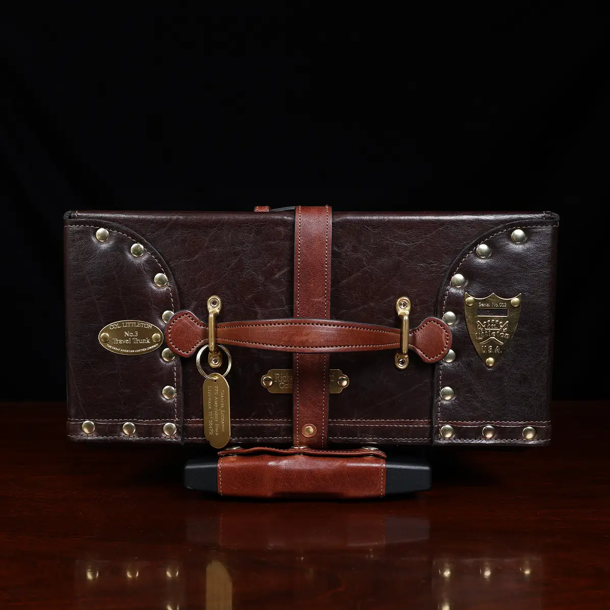 the no. 3 leather travel trunk - top view