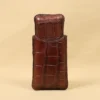 A leather Cigar Case in American Alligator showing the back with brass hardware - id 001