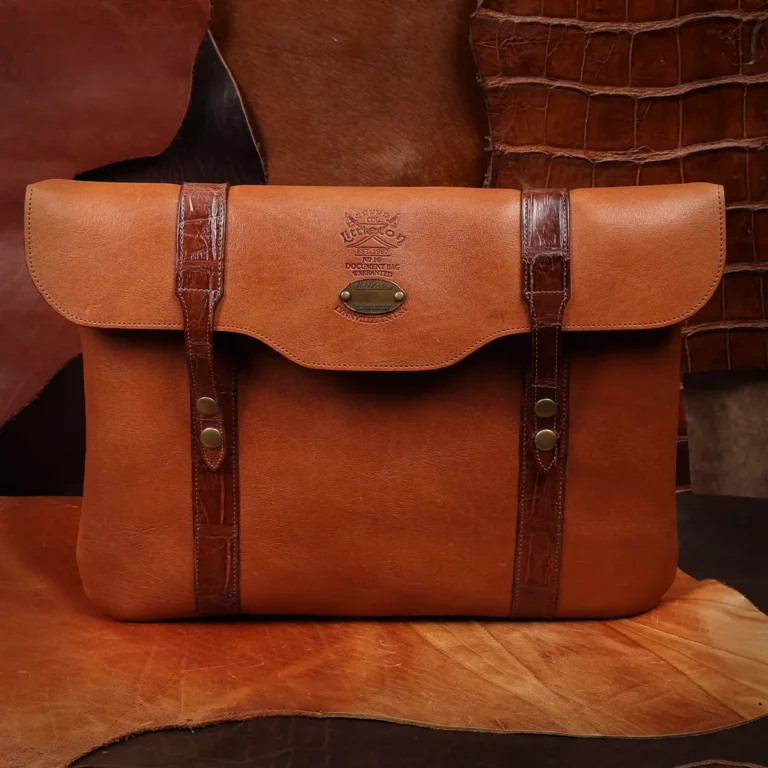 front of the american steerhide and american alligator document bag