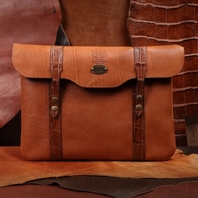 front of the american steerhide and american alligator document bag