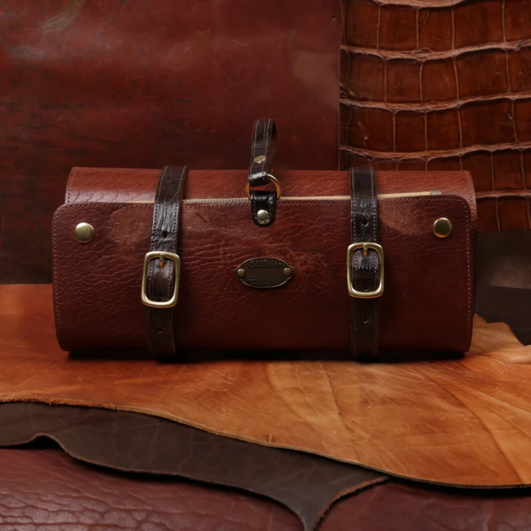 colonel's private stock shave kit with alligator trim showing the front side