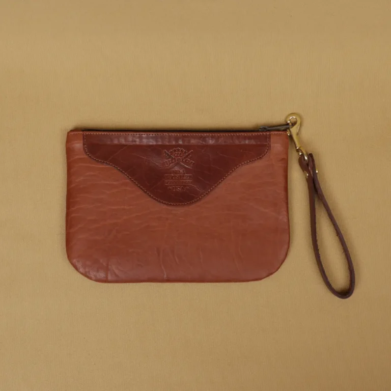back side of the american buffalo wristlet clutch