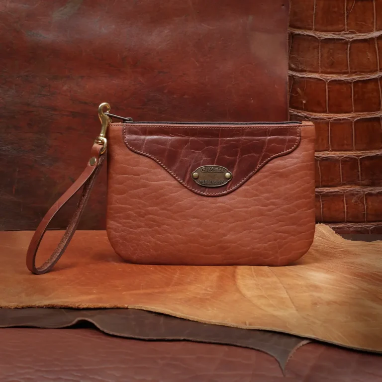 front side of the american buffalo wristlet clutch