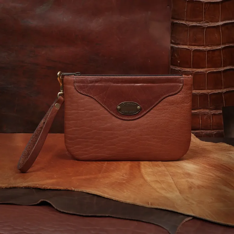 front side of the american buffalo wristlet clutch