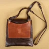 back view of the derby handbag in Tobacco Buffalo American Buffalo