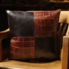 leather pillow with american alligator and buffalo