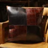 leather pillow with american alligator and buffalo