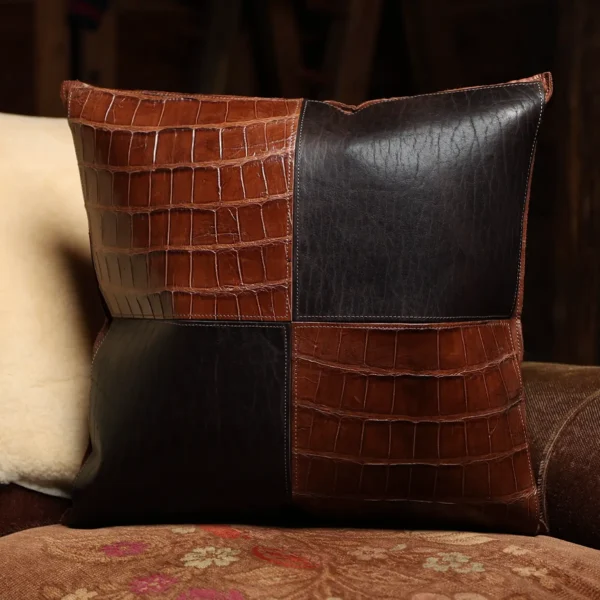 Leather Pillow – American Alligator/American Buffalo